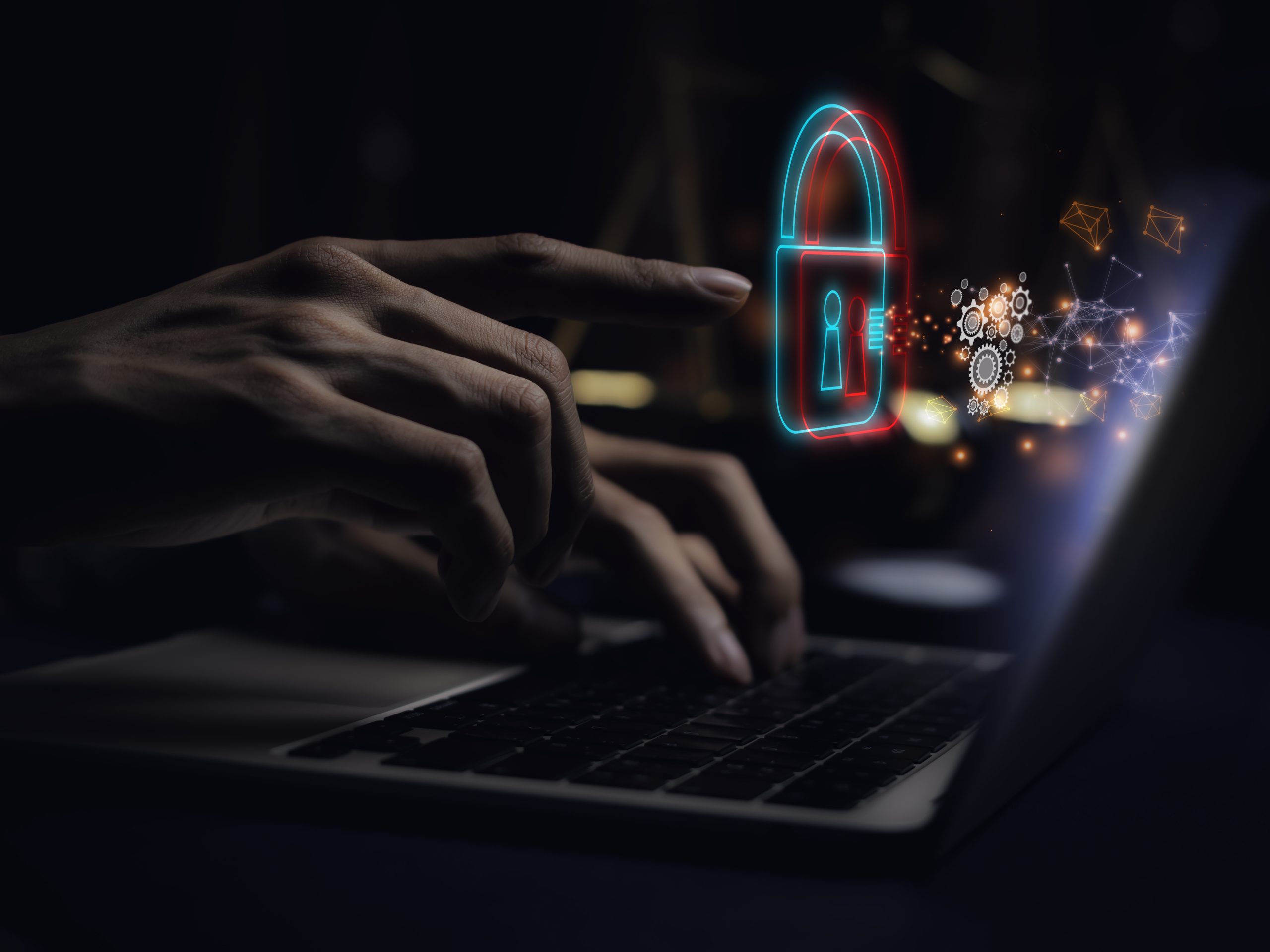 Person hold the key lock icon protecting personal information ,online financial transactions, secure access to computer networks and digital systems. Customer Data Protection cyber security..